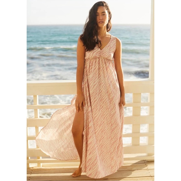 Anthropologie Zebra-Striped Cover-Up Maxi Dress - NWT - M - Picture 2 of 14